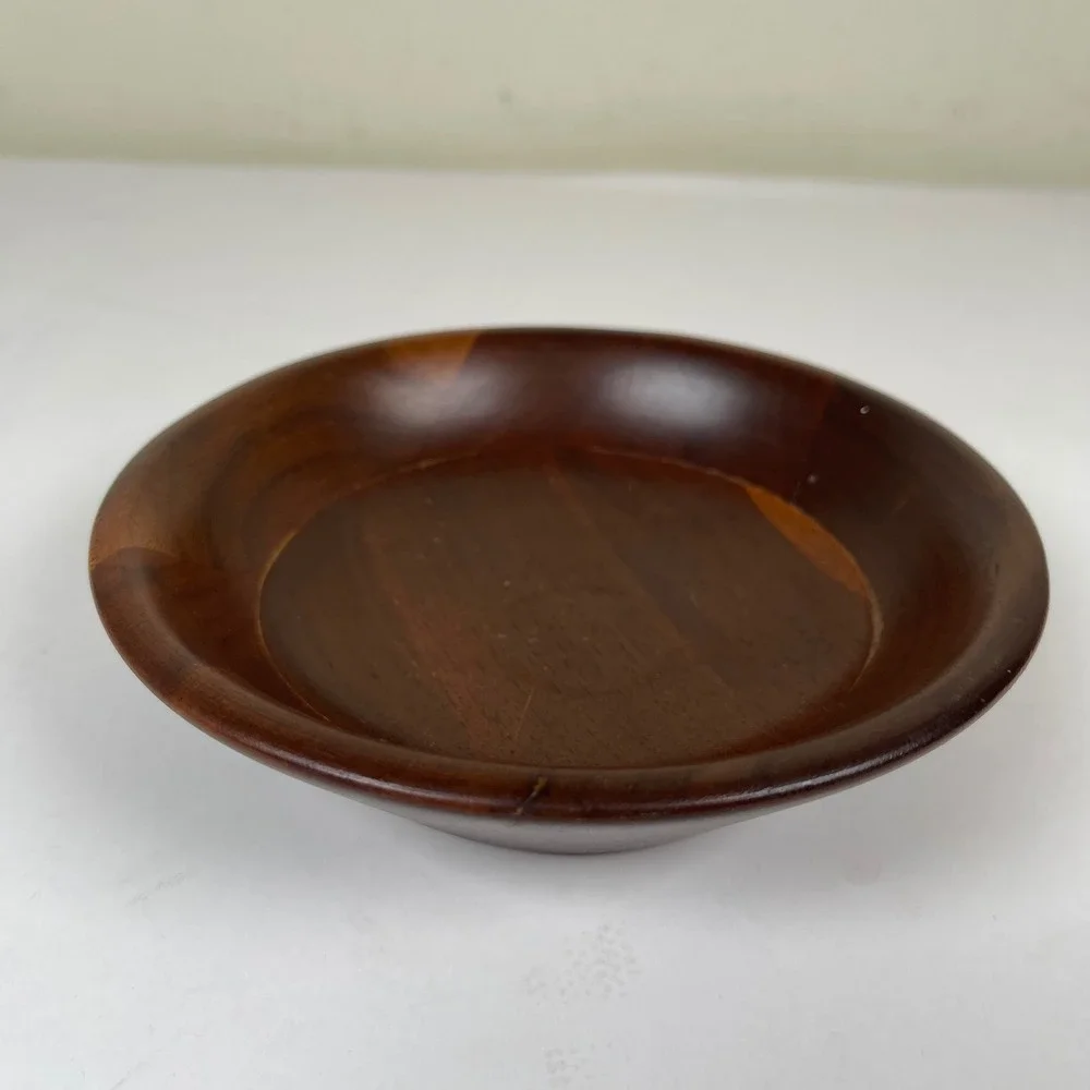 Vermillion Real Walnut Wood Trinket Bowl Brown Mid Century Modern MCM Decor